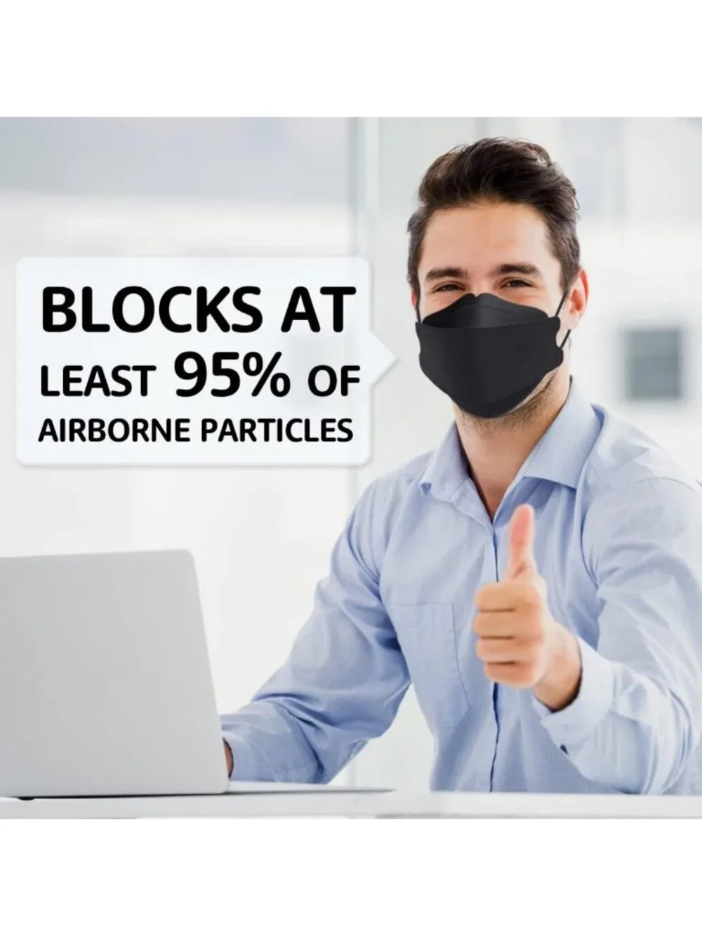 50 Pack KN95 Face Masks - Breathable, Comfortable, Disposable, Black Protection